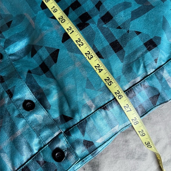 Vintage Gold Flava Long Sleeve Shirt Blue Green Sz Plus 24 Leather 90s Y2K - Picture 6 of 6